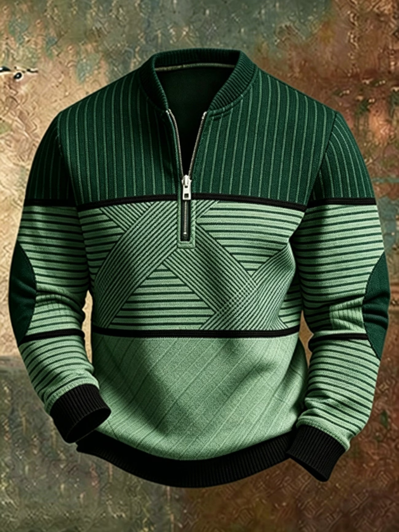 Marden London™ | Stylish Men's Contrast Quarter-Zip Sweater