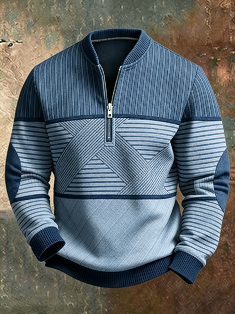 Marden London™ | Stylish Men's Contrast Quarter-Zip Sweater