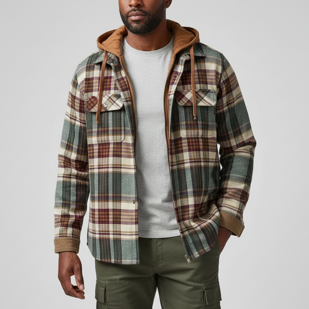 Richard™ | Checkered PATCHWORK HOODED JACKET , WARMTH WITH PERSONALITY