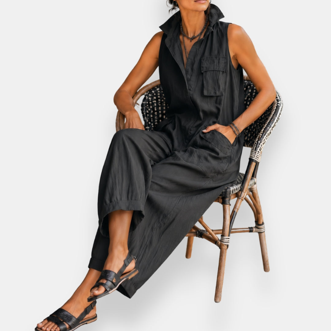Helen™ | Sleeveless Linen Jumpsuit