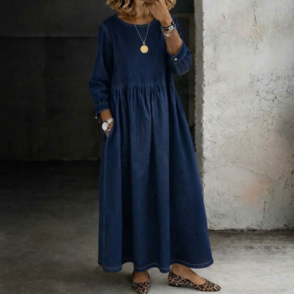 Jane | Vintage Denim-Look Maxi Dress