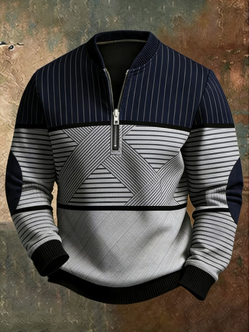 Marden London™ | Stylish Men's Contrast Quarter-Zip Sweater