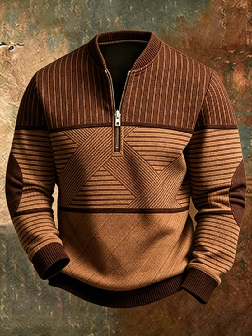 Marden London™ | Stylish Men's Contrast Quarter-Zip Sweater
