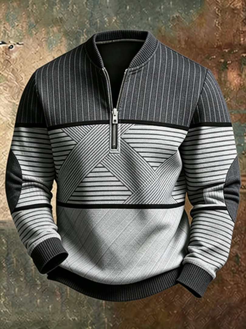 Marden London™ | Stylish Men's Contrast Quarter-Zip Sweater