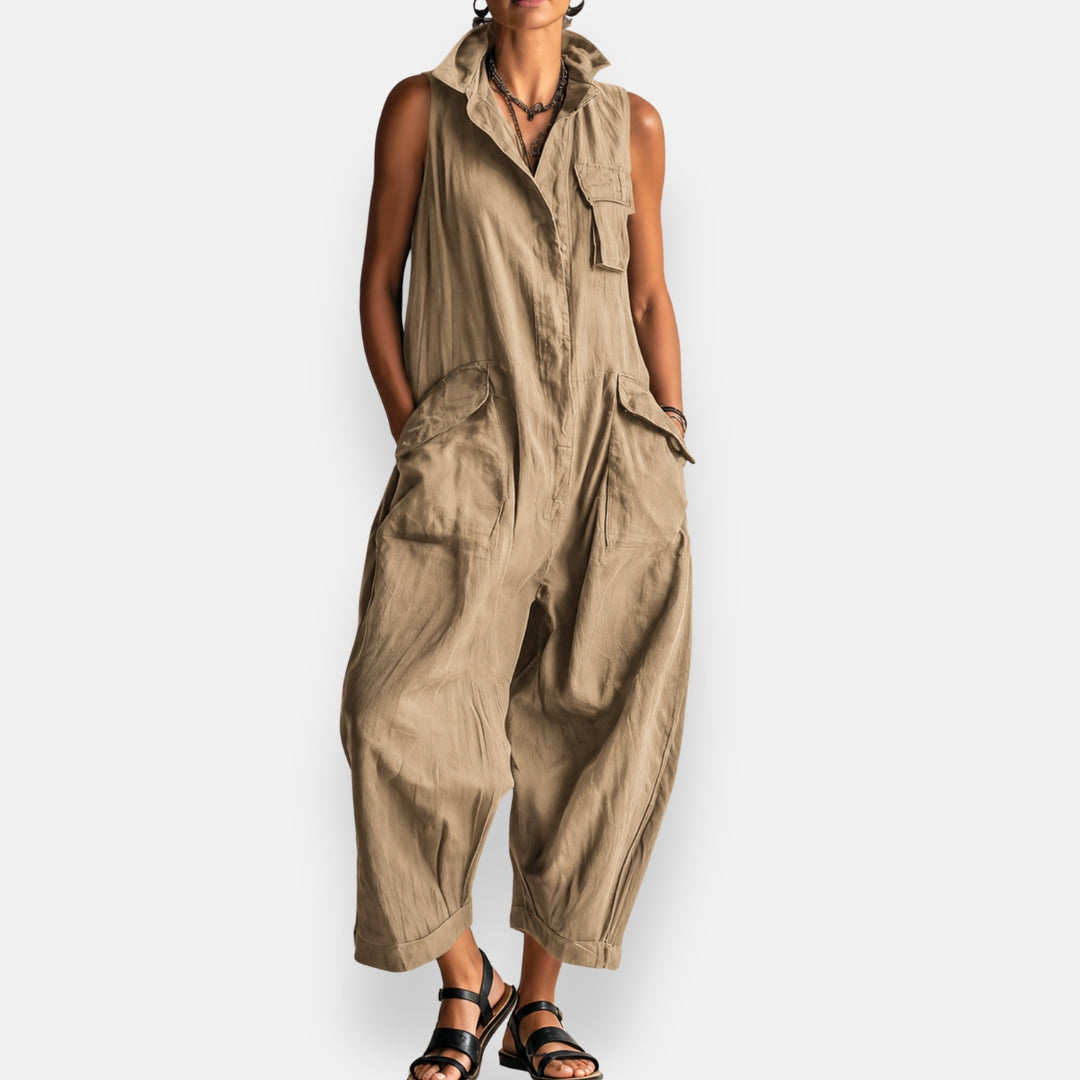 Helen™ | Sleeveless Linen Jumpsuit