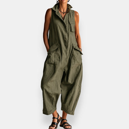 Helen™ | Sleeveless Linen Jumpsuit
