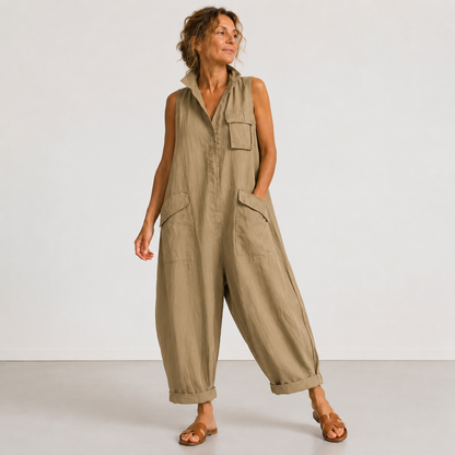 Helen™ | Sleeveless Linen Jumpsuit
