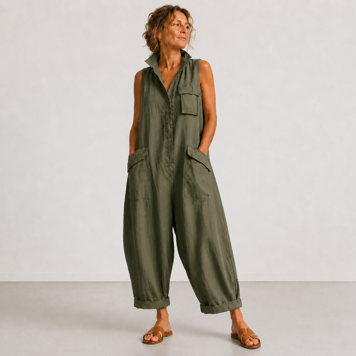 Helen™ | Sleeveless Linen Jumpsuit