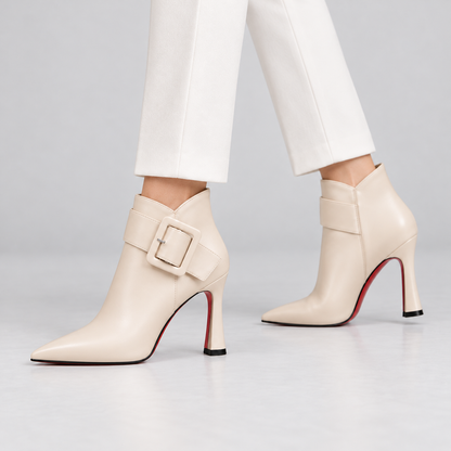 Samantha™ | Vintage Leather Buckle Ankle Boots
