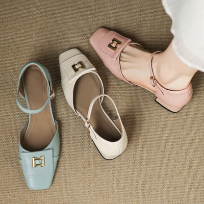Hartley Buckled Leather Mary-Janes