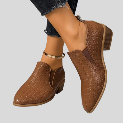 Éliane™ | Braided Orthopaedic Ankle Boots with Block Heel