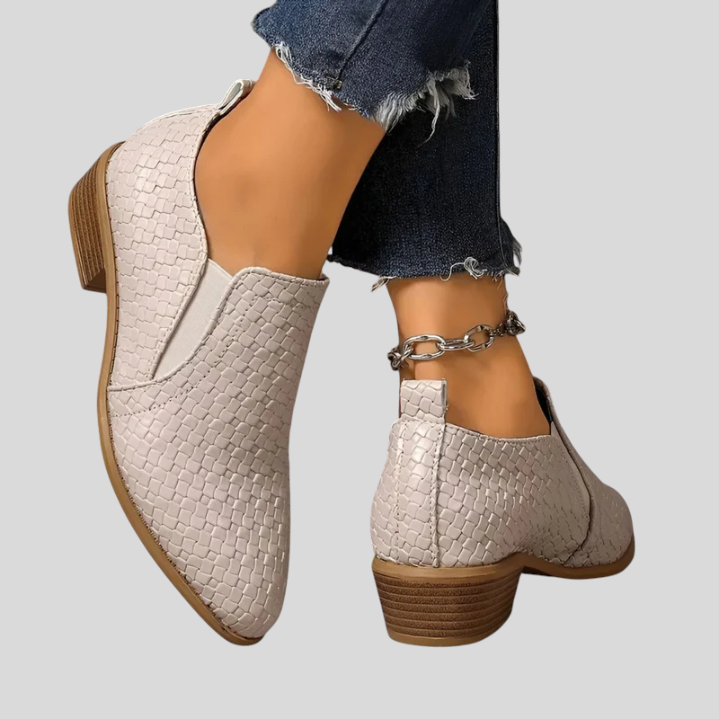 Éliane™ | Braided Orthopaedic Ankle Boots with Block Heel