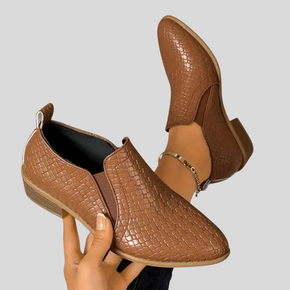 Éliane™ | Braided Orthopaedic Ankle Boots with Block Heel