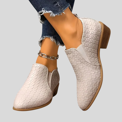 Éliane™ | Braided Orthopaedic Ankle Boots with Block Heel