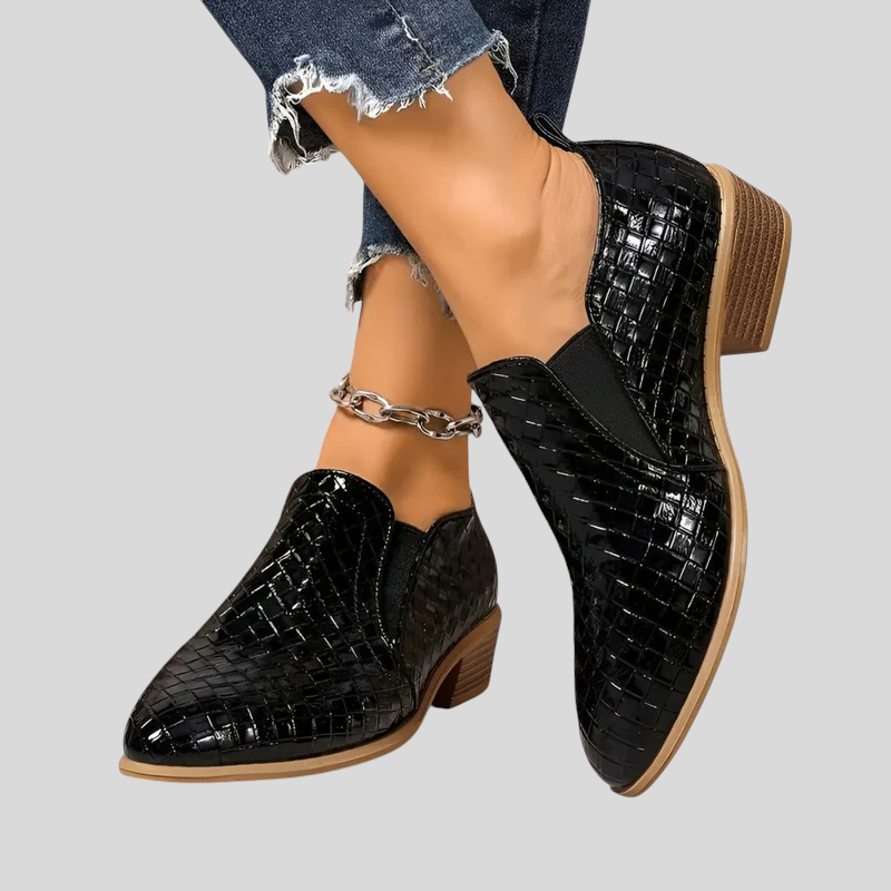 Éliane™ | Braided Orthopaedic Ankle Boots with Block Heel
