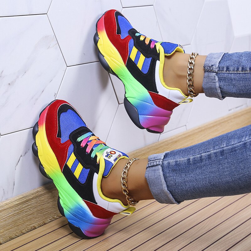 Marden™ Roxy | Comfort Colored Rainbow Sneakers