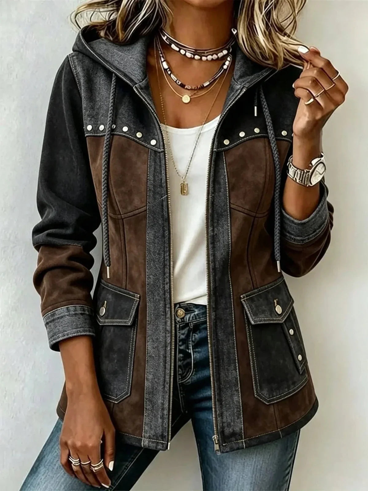 Marden™ | Jenny Women's Two-Tone Hooded Jacket