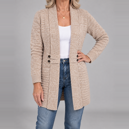 Sharon™ | Ribbed Knit Button-Tab Cardigan