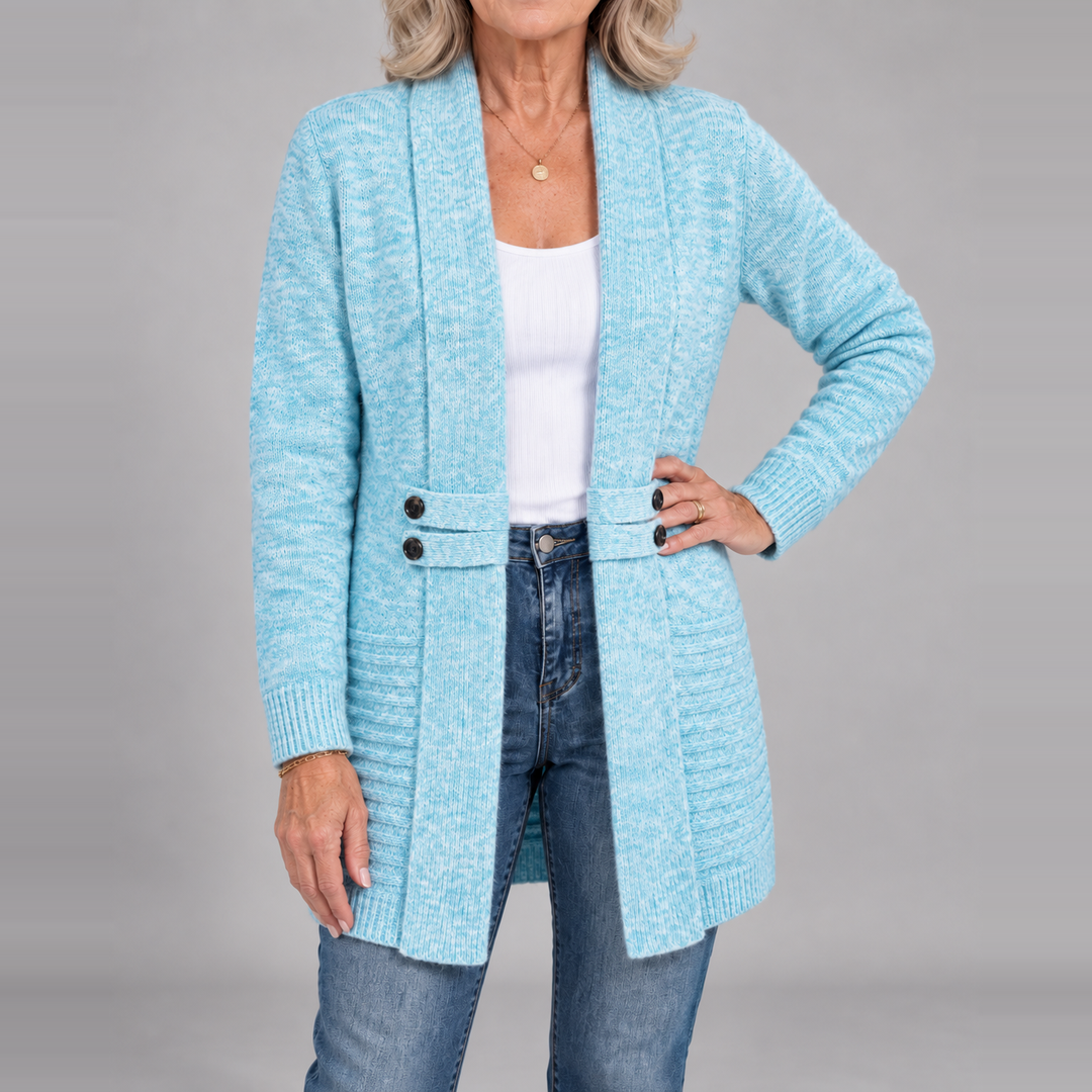 Sharon™ | Ribbed Knit Button-Tab Cardigan