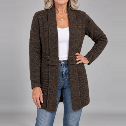 Sharon™ | Ribbed Knit Button-Tab Cardigan