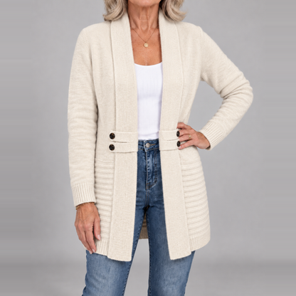Sharon™ | Ribbed Knit Button-Tab Cardigan