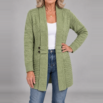 Sharon™ | Ribbed Knit Button-Tab Cardigan