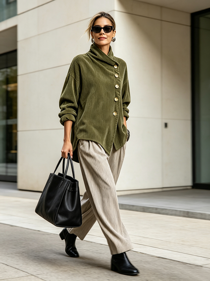 Shorna™ | Corduroy Ribbed turtleneck sweater