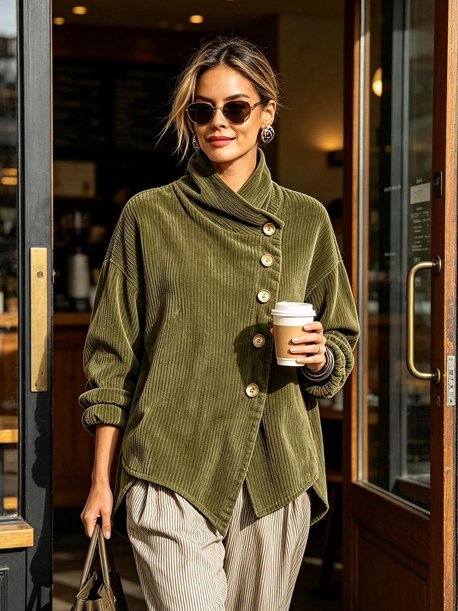 Shorna™ | Corduroy Ribbed turtleneck sweater