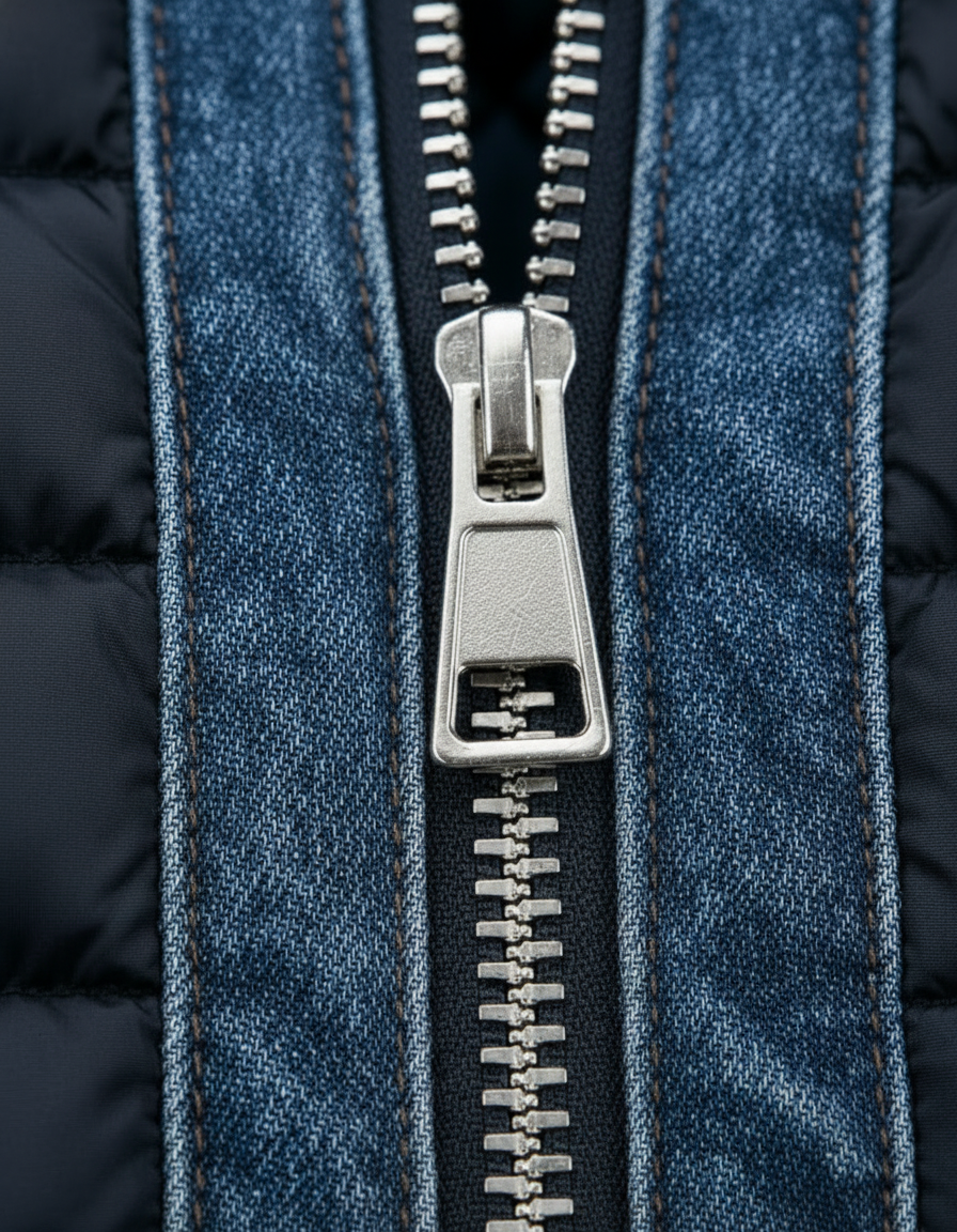 Thomas™ | Men’s Denim-Panel Puffer Jacket – Insulated Bomber-Style Winter Layer with Utility Pockets