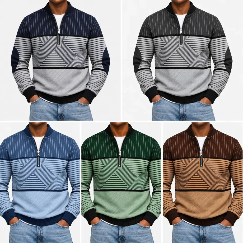 Marden London™ | Stylish Men's Contrast Quarter-Zip Sweater