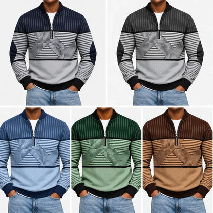 Marden London™ | Stylish Men's Contrast Quarter-Zip Sweater